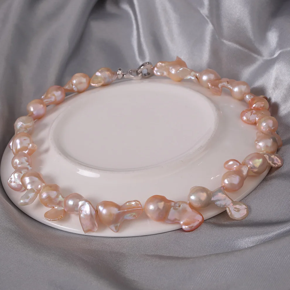 [YS] Жемчужное ожерелье в стиле барокко, розовый, искусственно выращенный жемчуг в стиле барокко, жемчужное ожерелье-чокер, ювелирное изделие