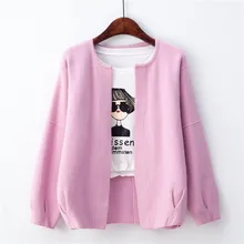 Новинка весна осень женский однотонный Повседневный Топ вязаный кардиган женский короткий рукав фонаря свитер кардиган пиджак пальто HK139