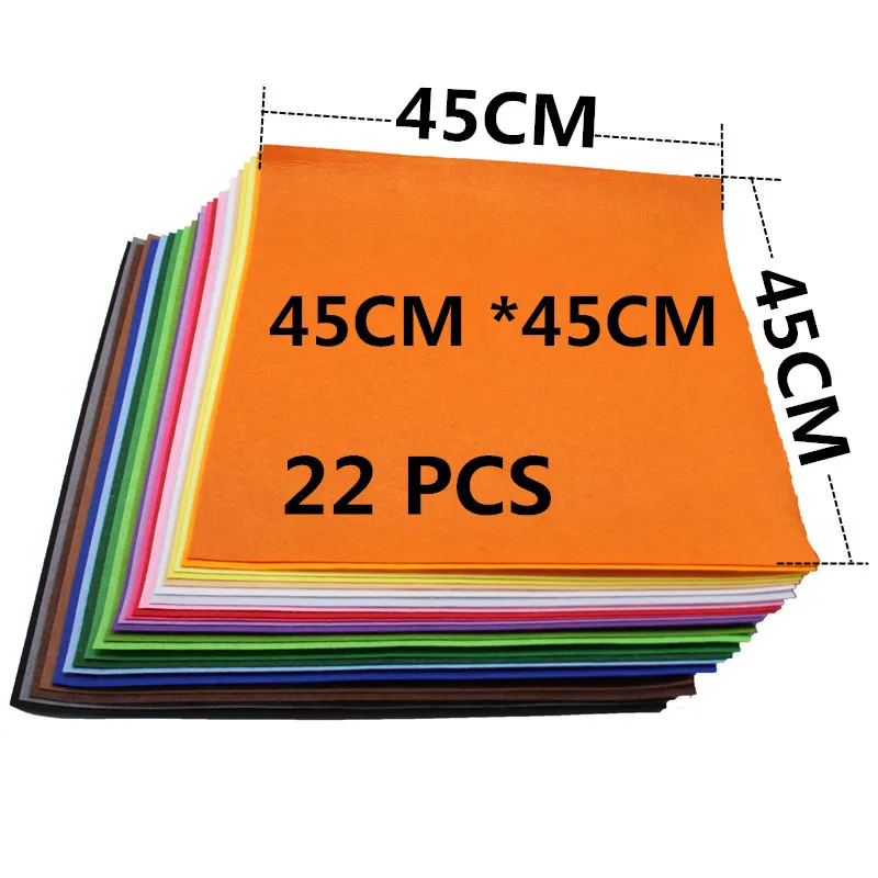 

45*45cm 22 Colors/Lot 1mm Nonwoven Felt Fabric Sheet Diy Handmade Polyester Cloth Crafts For Sewing Toys Dolls Home Decoration