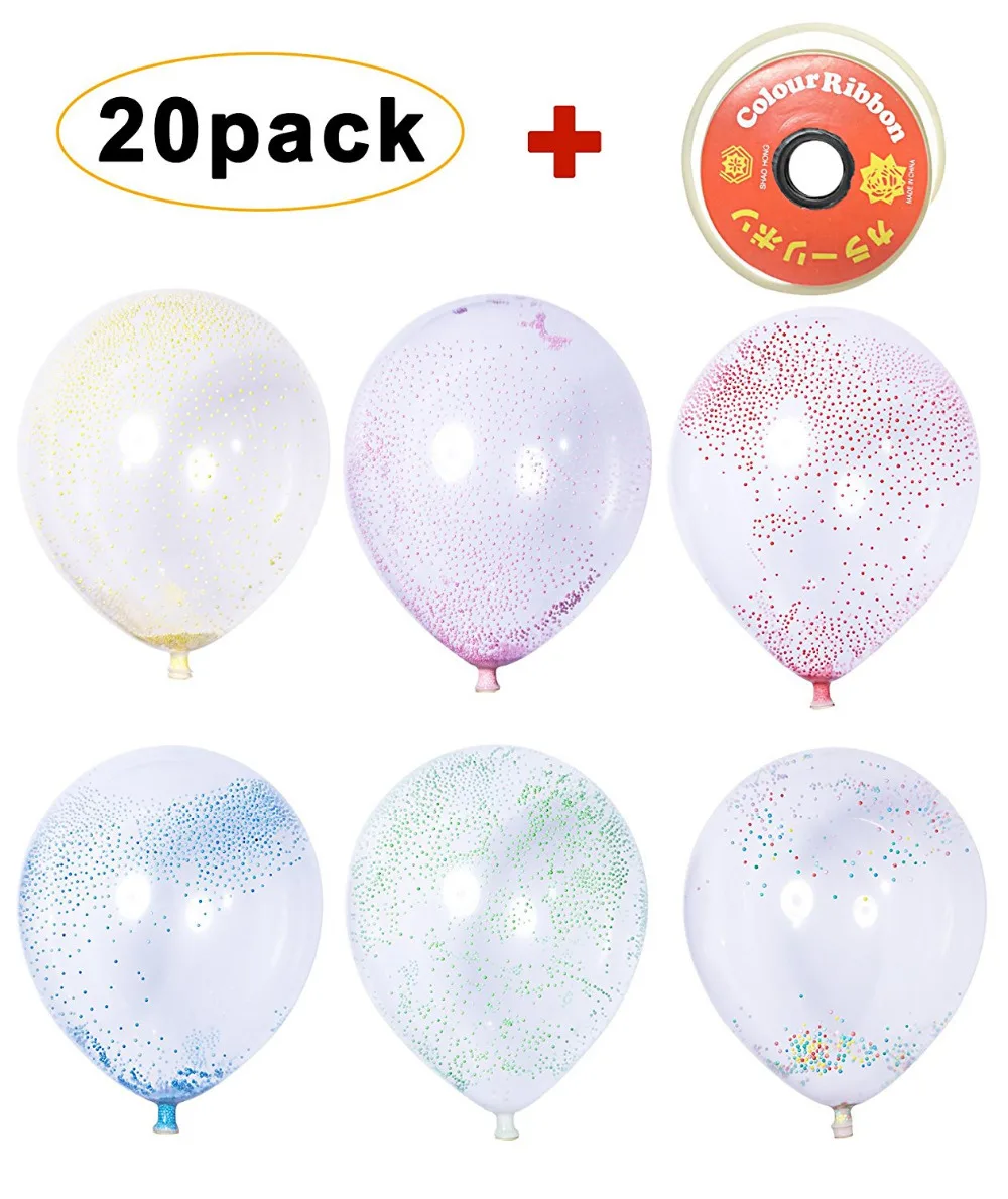 20 Pcs Latex Balloons Filled with Multicolor foam grain for Wedding or
