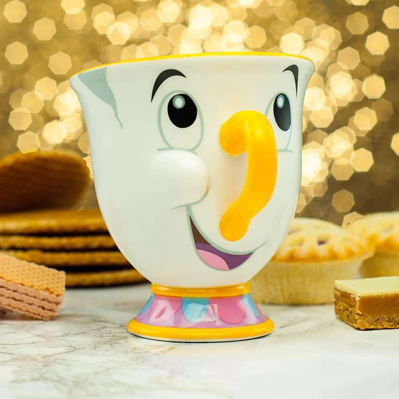 

Beauty and the Beast Chip Mug with Gold Foil Printing Small Teacup Sculpted Ceramic Tea Cup Lovely Unisex Kid's Cup (301~400ml)