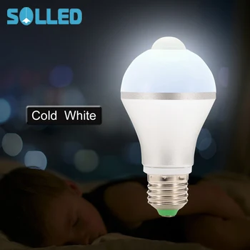

SOLLED E26 7W LED PIR Infrared Motion Sensor Light Bulb Auto On/Off Night Light for Corridor Stairs Garage Hallway