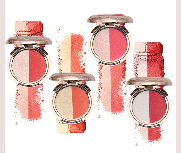 Relógio de Bolso Paleta de Blush em pó Two-cor Brilho Dois-em-um Contorno Facial Iluminador Bronze Maquiagem 2021 4 Cor 5 Cheap Blush