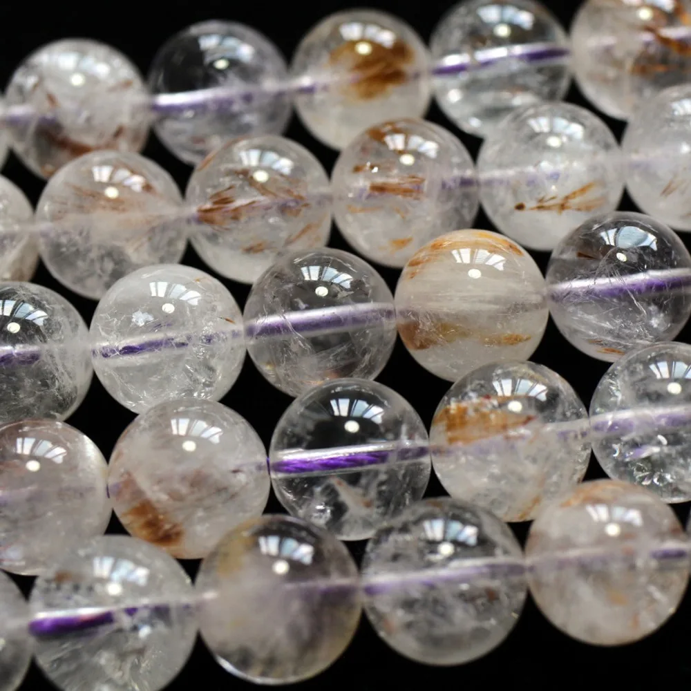 

Meihan Free shipping (32beads/set/82g) low price Natural 12mm Cacoxenite P79 quartz smooth round beads for jewelry making design