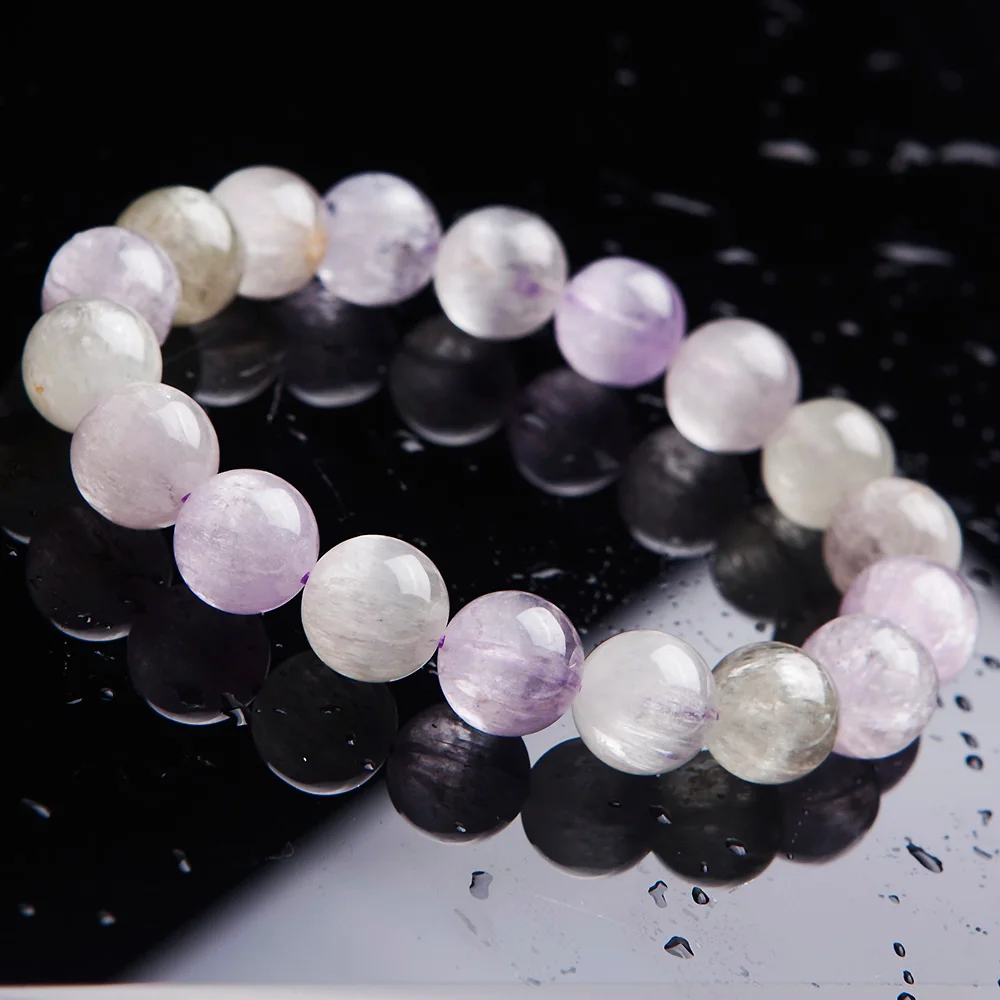 

Top Quality Natural Purple Kunzite Yellow Crystal 11mm Round Beads Bracelet Gemstone Cat Eye Women Men Stone Jewelry AAAAA