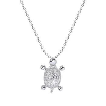 

Lo Paulina S925 Sterling Silver Lovely Tortoise Pendant Necklace With AAA Zircon for mother's day gift Bjoux wholesale