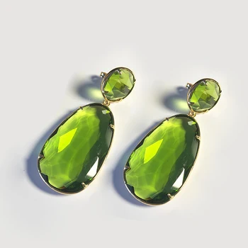 

8 Kinds of Natural Color Crystal Earrings 3 Gold Color Plated Hyperbole Big Stone Drop Earrings for Women Luxury Jewelry