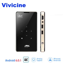 Vivicine Smart Pico Projector P09,Android 6.0 Bluetooth,built-in 4000mAh battery,Smart Miracast Airplay Mobile Proyector Beamer