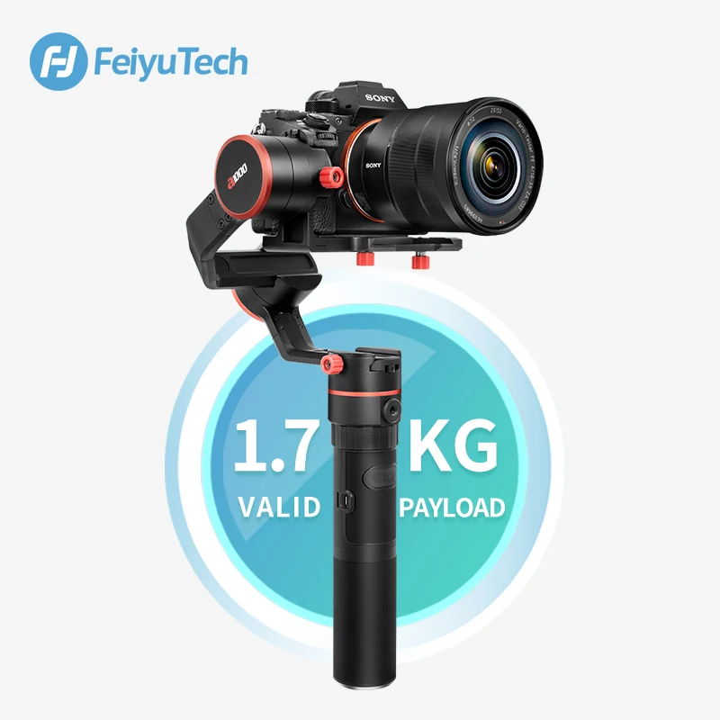 

Feiyu A1000 3-Axis Gimbal DSLR Camera Stabilizer Dual Handheld Grip for a6500 a6300 iPhone Canon 5D/SONY Panasonic 1.7kg Payload