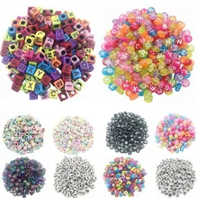 100 piece/Lot Handmade/DIY Square/Round Alphabet Letter Beads Acrylic Cube for Jewelry Making Loom Band Bracelets Free Shipping