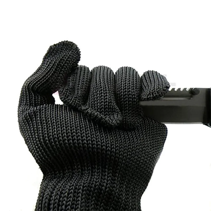 1/пара черный уровень работы 5 безопасности порезостойкие перчатки Защитная проволока из нержавеющей стали мясник анти-резки перчатки для пеших прогулок