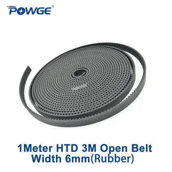

POWGE Arc HTD 3M timing belt width 6mm Length 1000mm Rubber with Fiberglass 3M-6 open ended belt HTD3M Belt CNC 1Meter