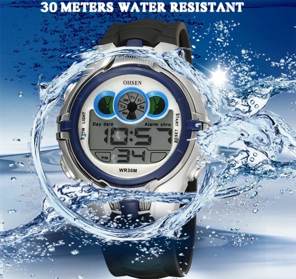 OHSEN Boys Kids Children Quartz Sport Watch Alarm Date Chronograph Watches LED Back Light Waterproof Wristwatch Student Clock (15)