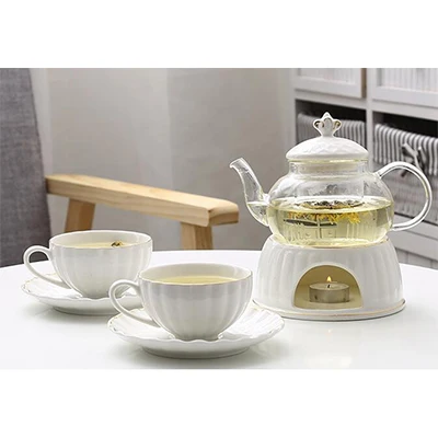 Высокое качество подарок Европейский минималистичный фруктовый и чайный набор свечи из стеклокерамики фруктовый чай послеобеденный наборы чайников - Цвет: with 2 ceramic cup