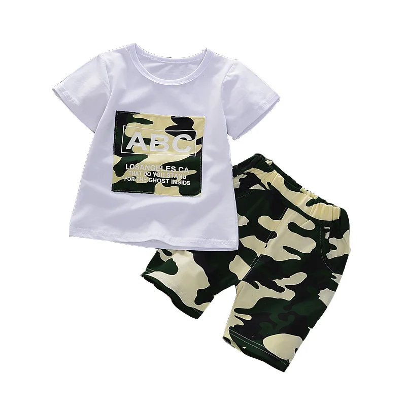 

The New Baby Boy Suit Short Sleeve T Shirt +pant Summer Children's Boy Set Summer Male Baby Camouflage Shorts Two Piece Set