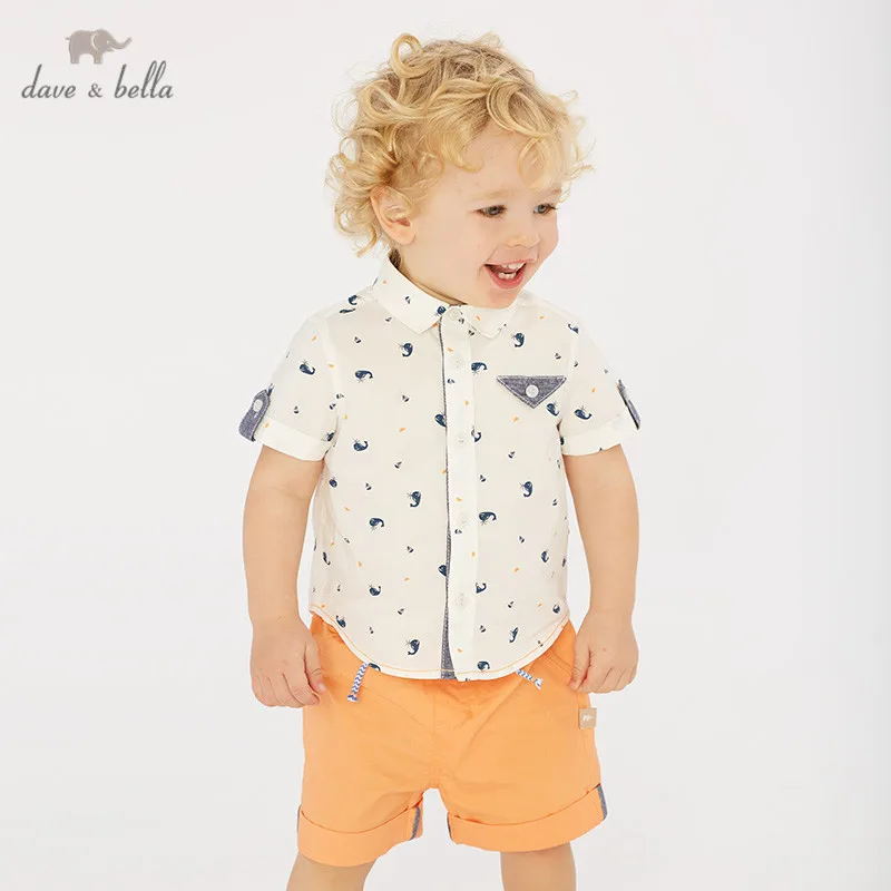 

DBW10398 dave bella summer baby boys fashion clothing sets casual short sleeve suits children whale print clothes