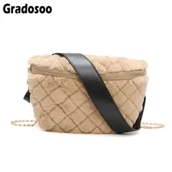 Gradosoo Multi Применение плед цепи Поясные сумки Для Женщин Фанни пакеты зима поясом из искусственной кожи груди мешок Женская мода сумки на