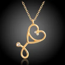 Collier d'amour en strass doré, collier stéthoscope de docteur, écoutez vos battements de cœur, bijoux de tempérament de couple et de fille, nouvelle collection