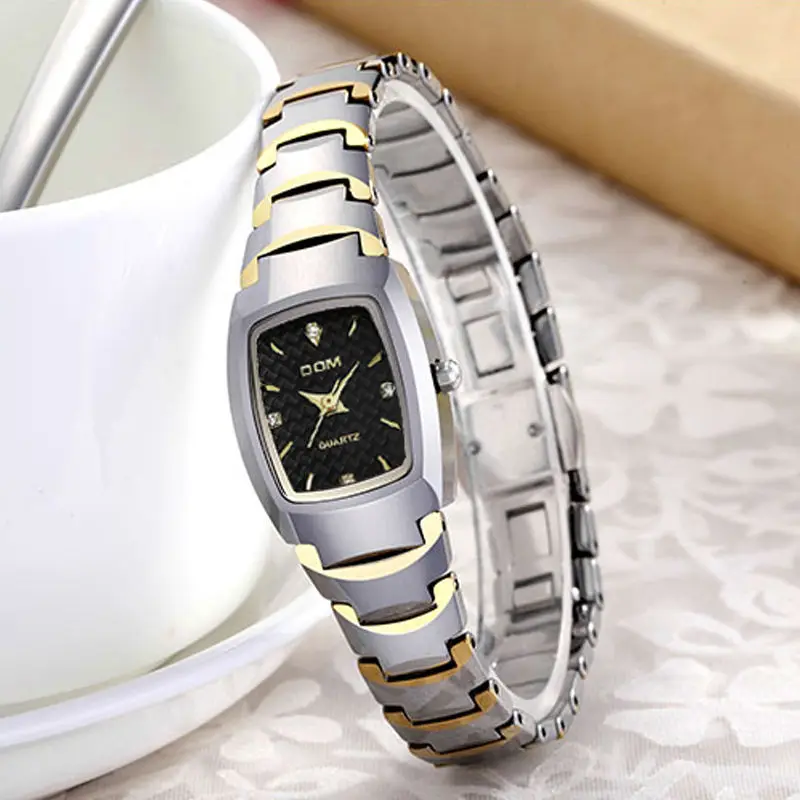DOM 2016 Women Watches Fashion Personality Quartz Watch Tungsten Steel Belt Vintage Simple Casual Waterproof Wristwatch