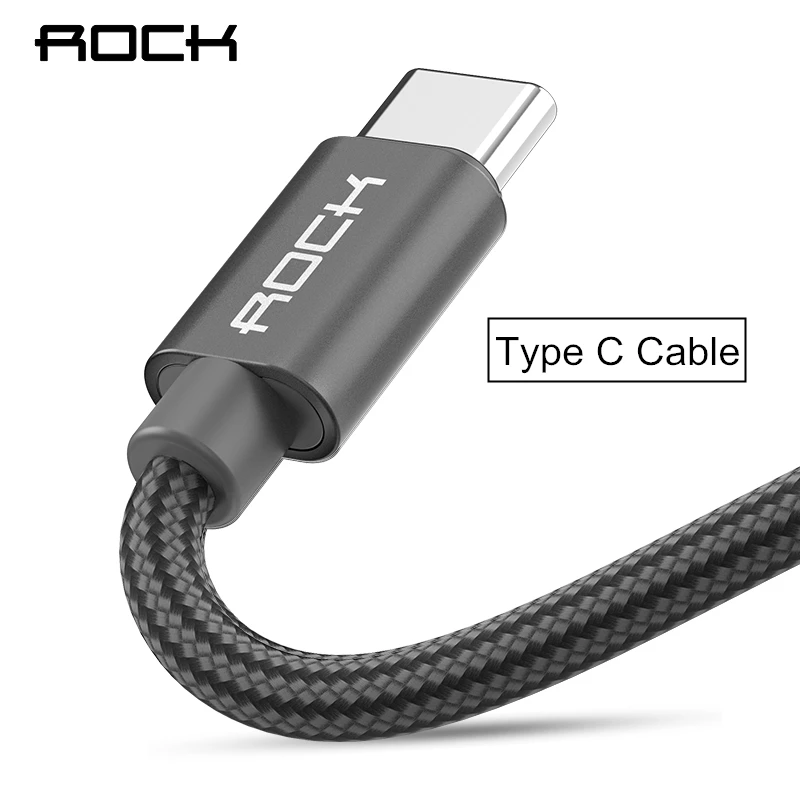 Рок Тип usb C кабель для samsung Примечание 8 S9 S8 Xiaomi Mi A1 Быстрая зарядка нейлон Плетеный