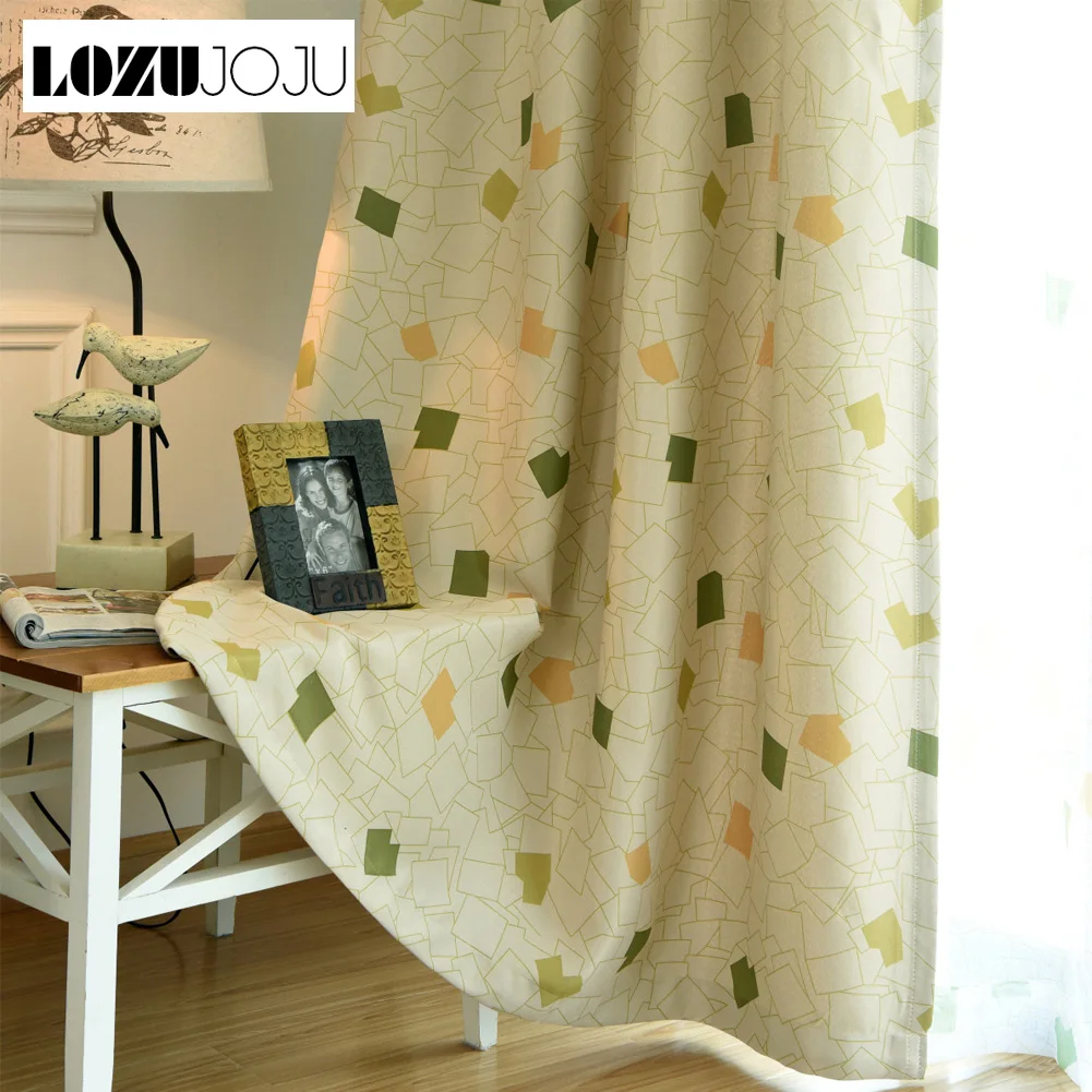 

LOZUJOJUFor living room blackout curtains bedroom drops kids window treatment tulle sets panel curtain geometric beige curtain