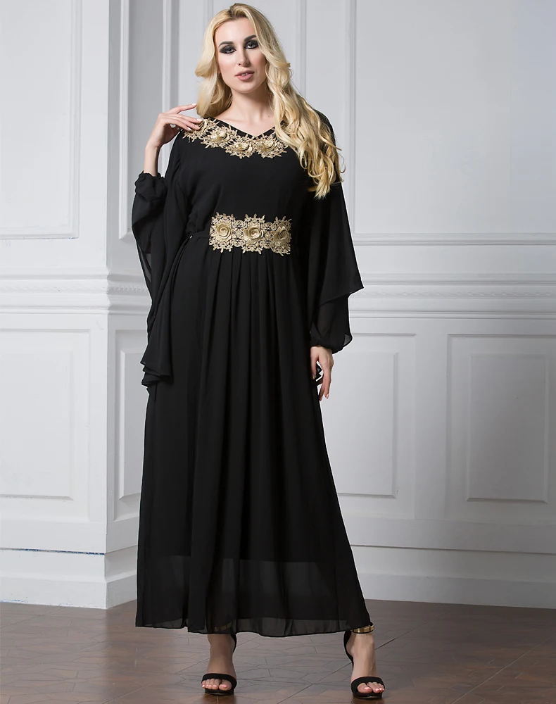 Модное Абая для женщин мусульманское платье размера плюс 7XL женское платье Среднего Востока с круглым вырезом и длинным рукавом "летучая мышь"