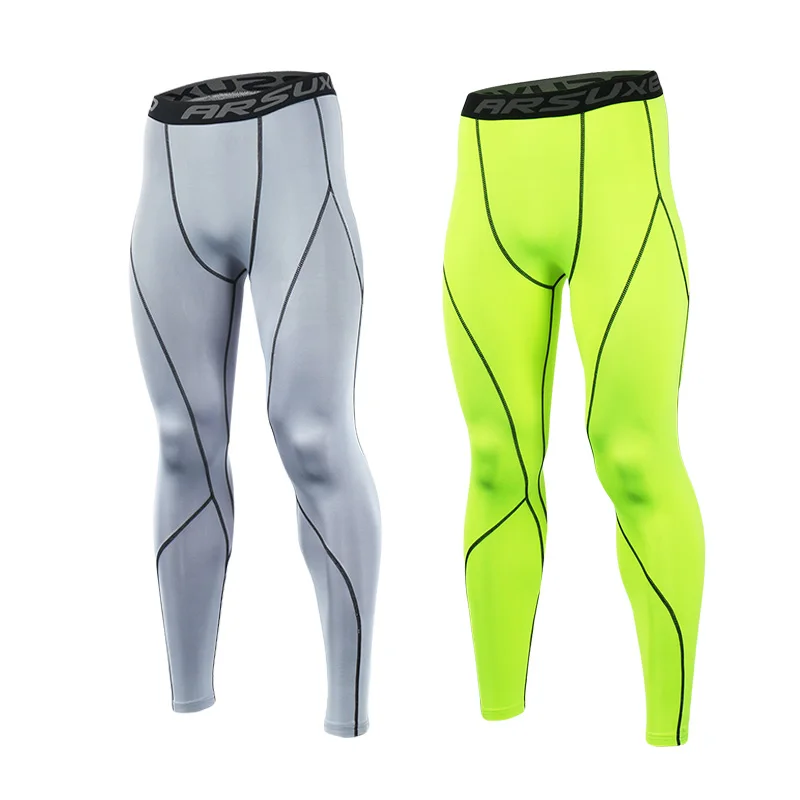 ARSUXEO, мужские спортивные компрессионные колготки, базовый слой, лосины для бега, фитнеса, спортзала, тренировок, активных тренировок, упражнений, брюки, К3 - Цвет: K3 gray green