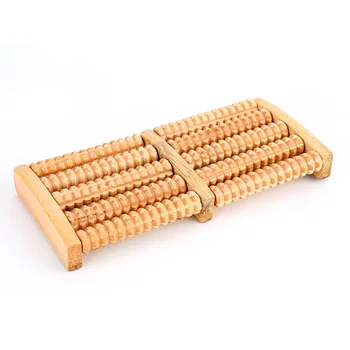 

Good Healthy New 5 Rows Wheel Wooden Massager Wood Roller Foot Massager Relax Relief