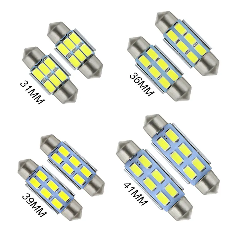 Apmatauto 2x Автомобильные светодиодные лампы без ошибок 36 мм C5W 5730 6 SMD 12 В номерные