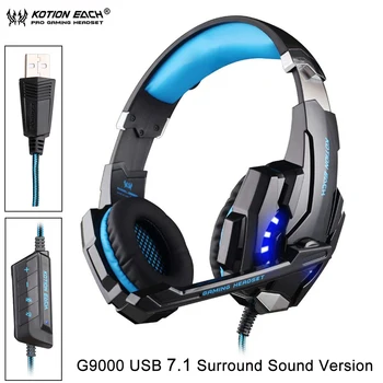 

KOTION EACH G9000 USB 7.1 Surround Sound Version Game Gaming Headphone Computer Headset Luminous Earphone PC Headband With Mic