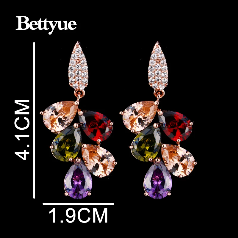 Женские серьги гвоздики Bettyue брендовые модные геометрические с разноцветным