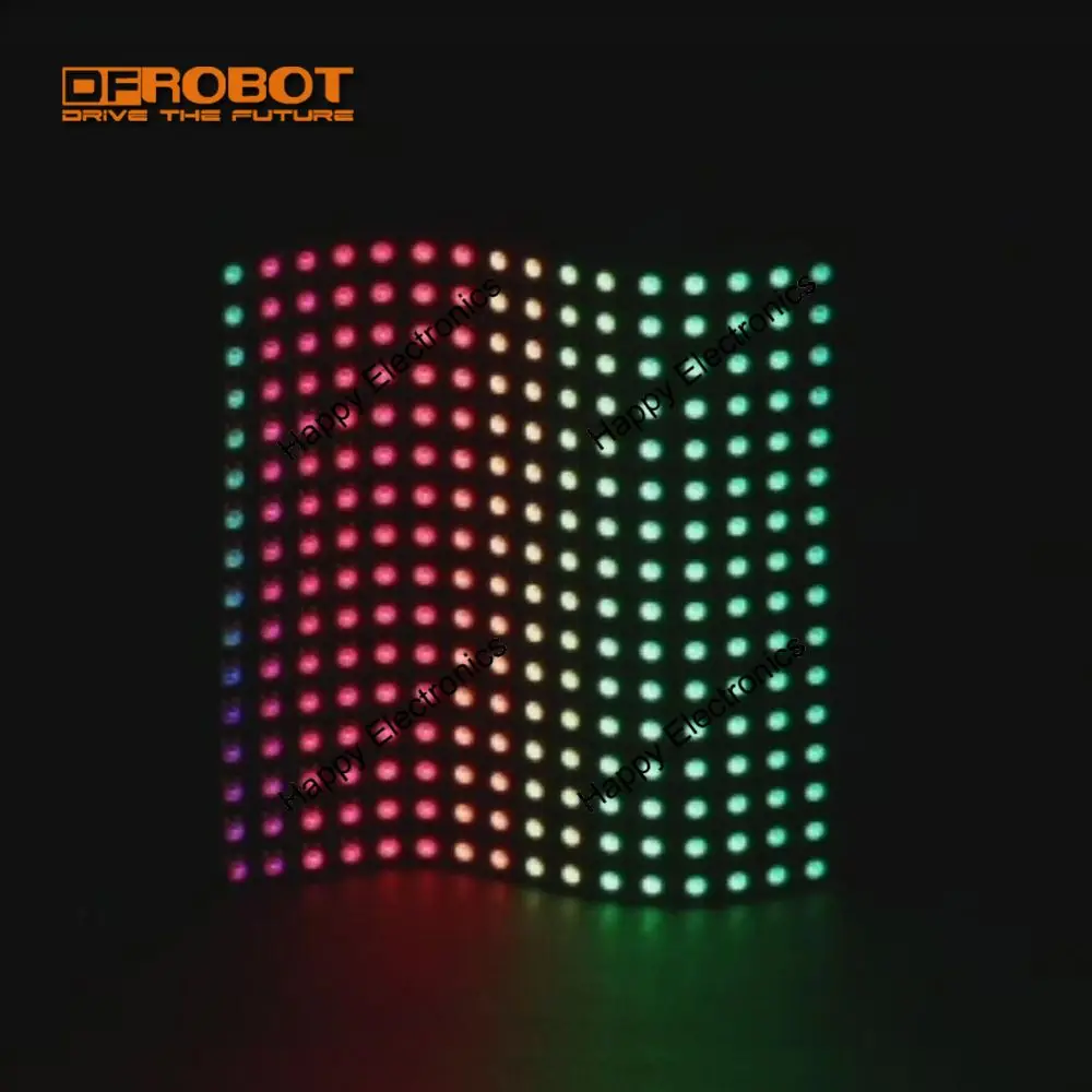 DFRobot Gravity series Гибкий 16x16 полноцветный RGB светодиодный матричный экран, 5 В SK6812 WS2812 поддерживает управление каскадом