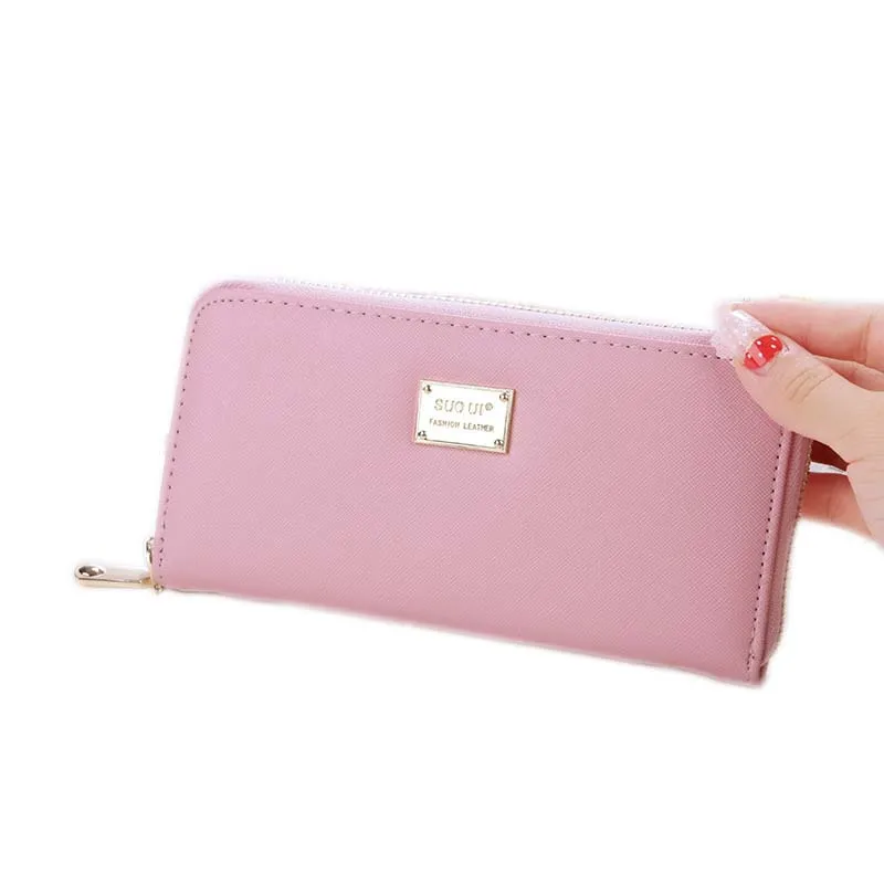 

Newly New PU Leather Wallet Women Clutch Bag Cross Pattern Long Purses Zipper Female Coin Purse Card Holder DOD886
