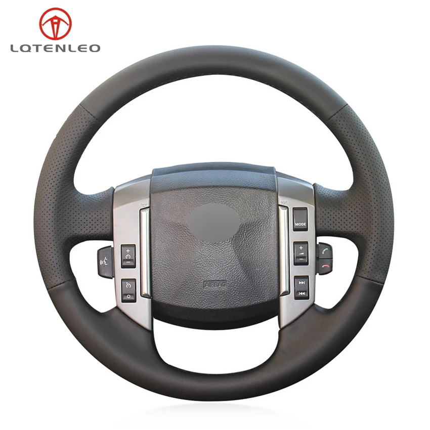 

LQTENLEO Black PU Artificial Leather DIY Hand Sew Car Steering Wheel Cover For Land Rover Old Range Rover Sport 2005-2008