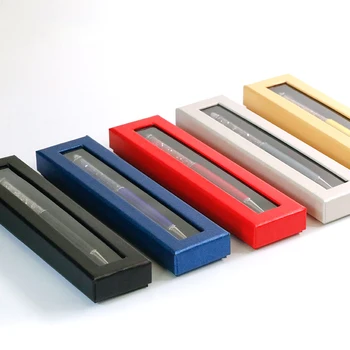 

3.27 17.3*4.3*2.1cm Fashion Black Office Pen Display Packaging Box pen Gift Jewelry Packaging paper Box with pvc window