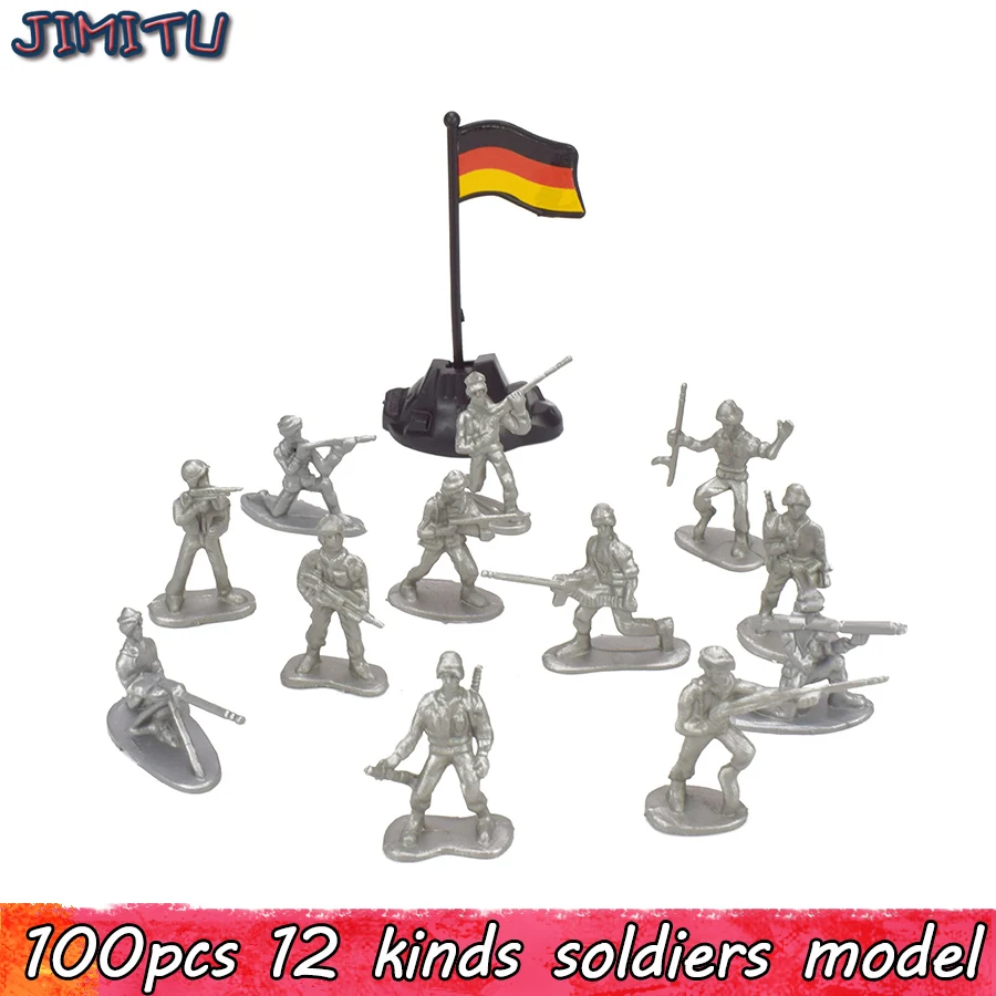 100pcsPack Military Plastic Action Figure Soldiers Toy Army Action Figures Model 12 Poses Collection Educational Toys for Boys