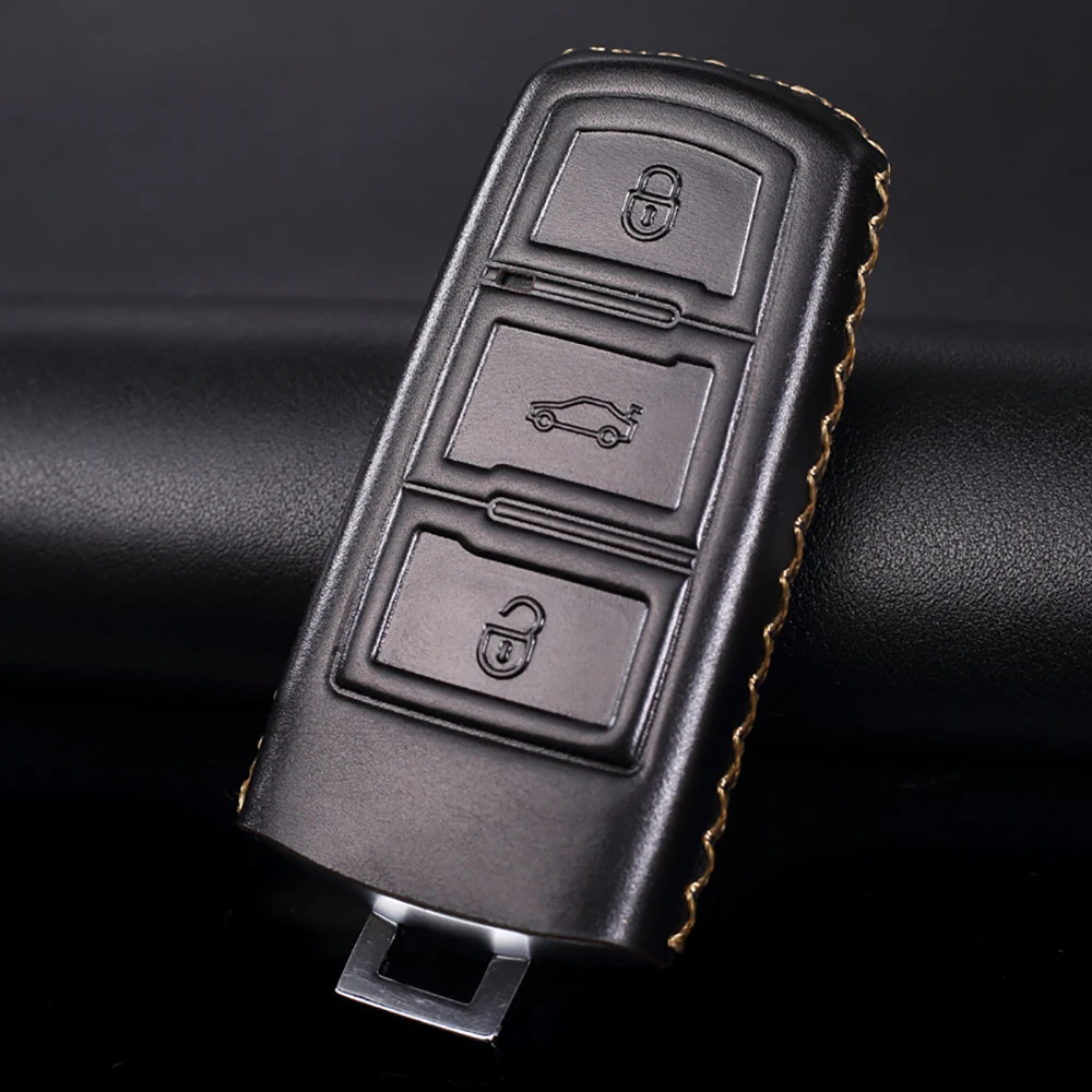 

For VW Golf 4 5 6 7 MK7 Passat B5 B6 B7 Touran Bora Polo Tiguan For Skoda Zinc Alloy+Leather Car Key Protective Cover Case Shell
