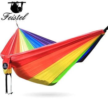

210T Nylon Portable Parachute Hammock with hammock tree straps and hammock carabiners