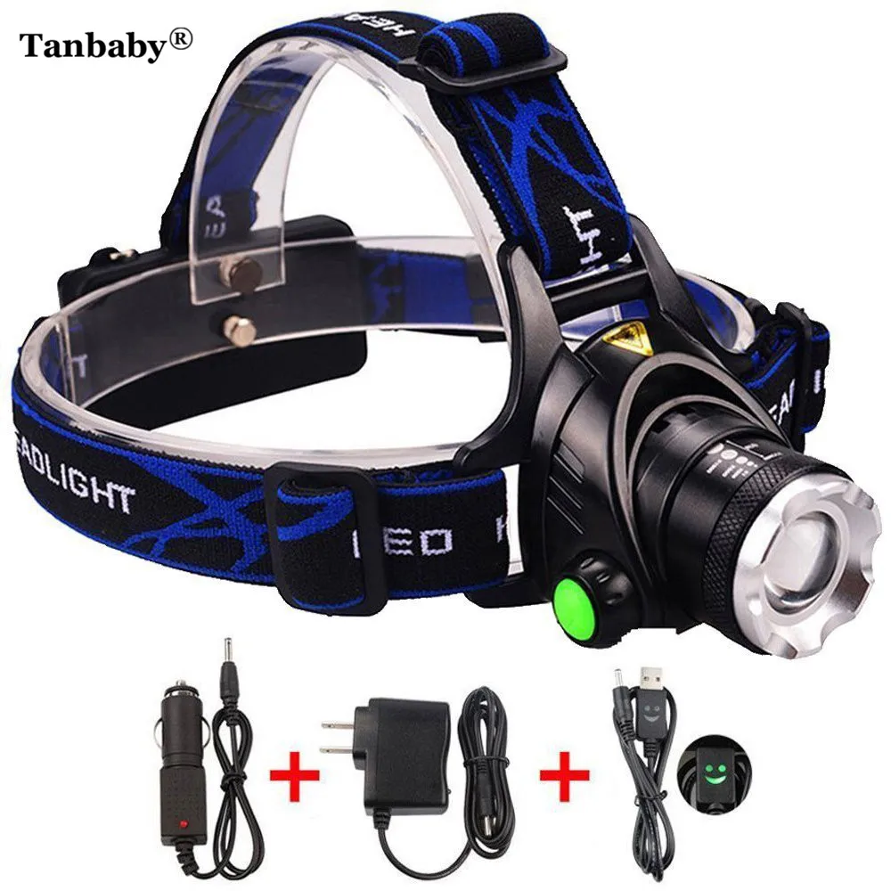

Tanbaby 1200LM LED Headlamp CREE XML T6 XM-L2 18650 Rechargeable Battery Headlight Power Adjustable Zoomable 3 Modes Head Torch