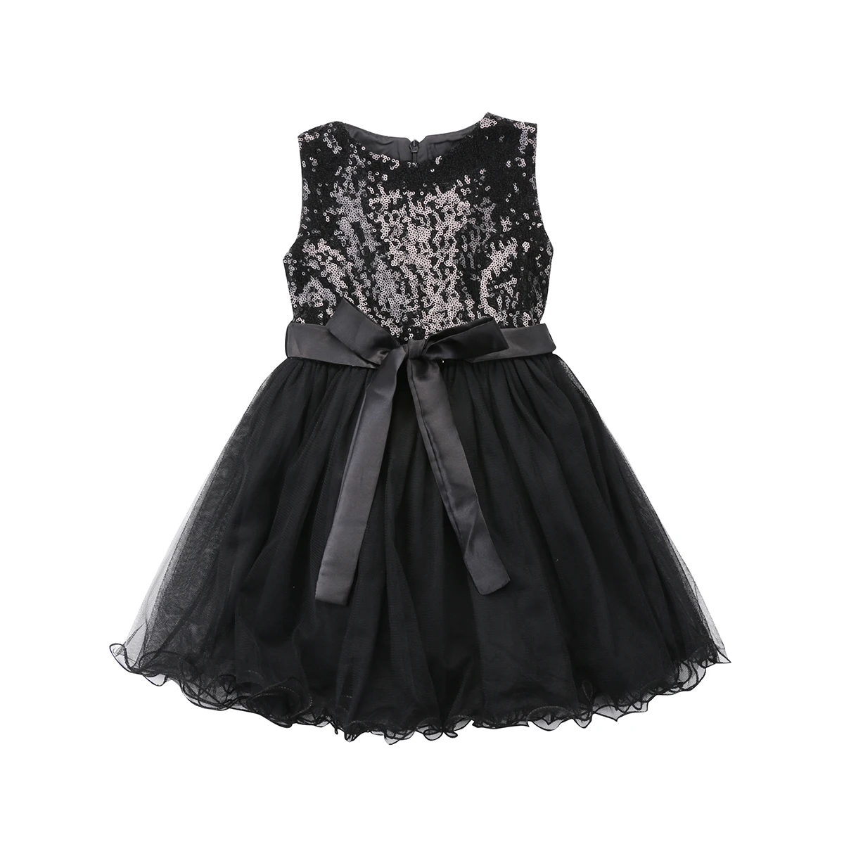 2018 new Flower Girl Kids Black Lace Dress Sequins Princess Party ...