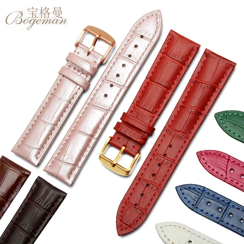 

12 14 15 16 17 18 19 20 21 22 24mm Genuine leather watchband Luxury watch belt strap wristwatches band Female red white black