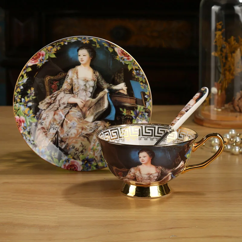A5 1pcs set Евро суд цифра живопись кофе чашек для домашнего обихода креативная керамическая фарфоровая чашка для чая чайный сервиз день Чай Вечерние свадебный подарок Декор для дома - Цвет: A5 1pcs set