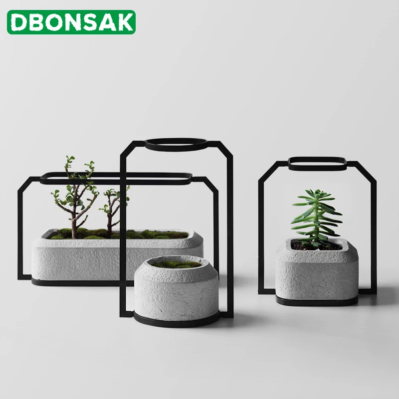

Round and Square Cement Flower Pot Home Decoration Art Iron Cement Imitation Stoneware Succulent Plants Concrete Planter Vase