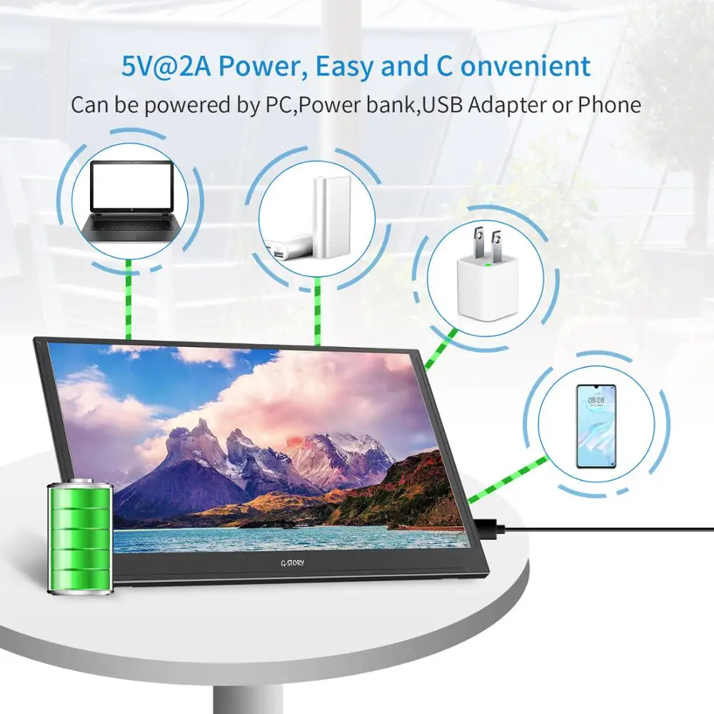 G-STORY 15,6 дюймов ультратонкий сенсорный экран FHD 1080P VA панель портативный монитор Встроенные динамики для ноутбука, Xbox, переключателя и Ps4