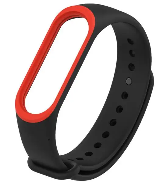 Mi Band 3 силиконовый ремешок на запястье, браслет, двойной цвет, сменный ремешок для часов для оригинальной Xiaomi mi, 3 браслета, резиновый ремень - Цвет: red Black