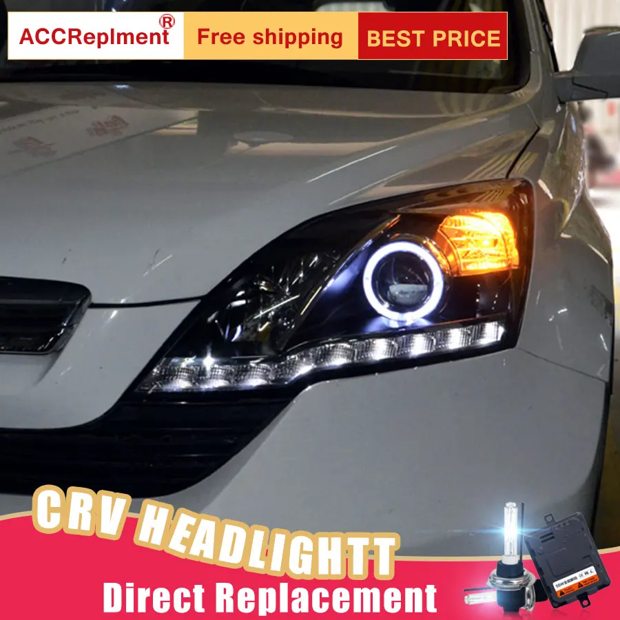 2Pcs LED Headlights For Honda CRV 2007 2011 led car lights Angel eyes