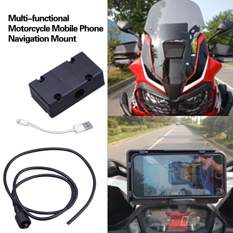 Black Mobile Phone Navigation Bracket USB Phone Charging Mobilephone Holder For BMW R1200GS LC Adventure 13-17 (9)