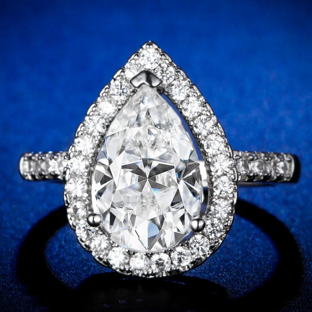 

Original Design Gorgeous cz unique style top quality pearl waterdrop Ring Cubic Zirconia Hot Ins silver