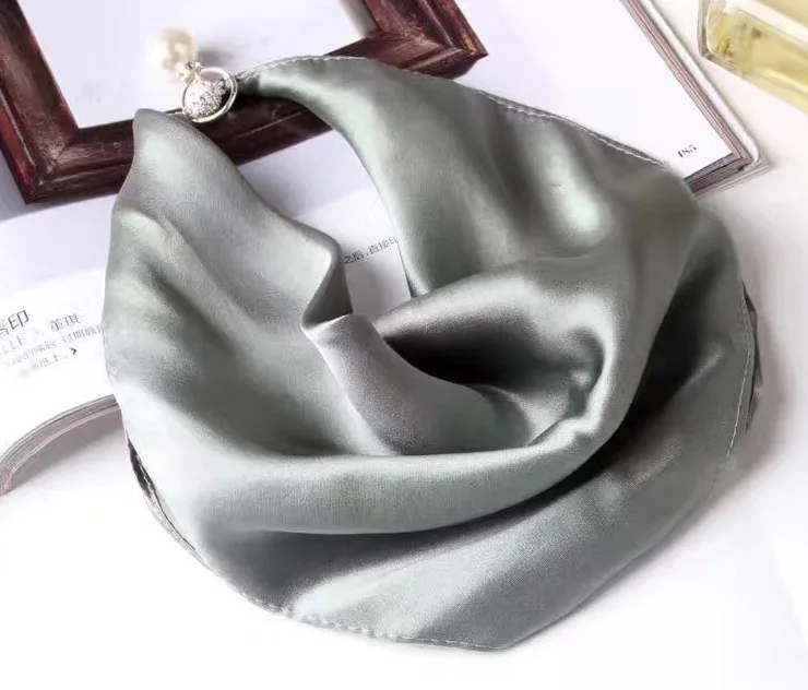 Новая мода чистый шелк однотонный многоцелевой женский квадратный жемчужное ожерелье шарф ручное кольцо шарфы Подарочная коробка#4035