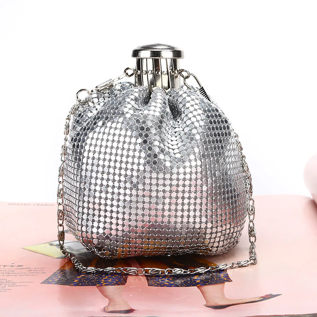 

Women New Net red explosion model handmade mini hip flask bags Clutch Shoulder aluminum lady cute bag wine bottle purse Bags Ju5